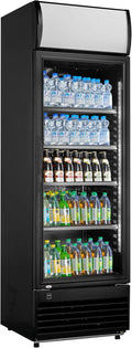 Neveras para bebida Frigorífico GSC2350B, nevera vertical con puerta de cristal, 324 L, negro, 180 W, iluminación LED, 4 estantes ajustables