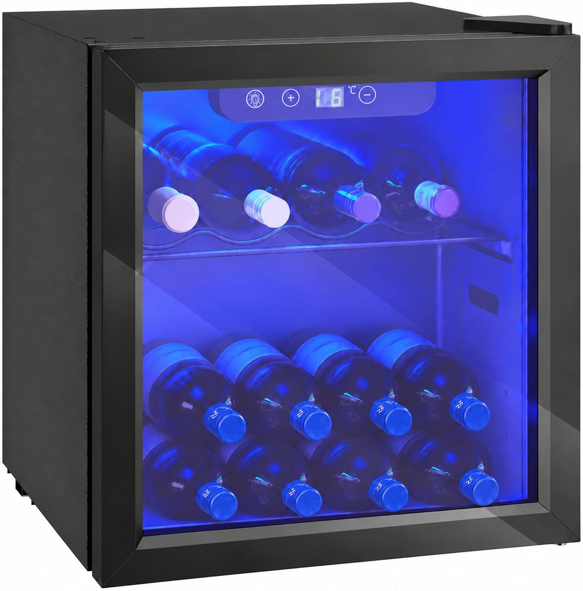 HOMCOM Vinoteca, 12 Botellas, 36 L, Temperatura Ajustable 4-16℃, Negro