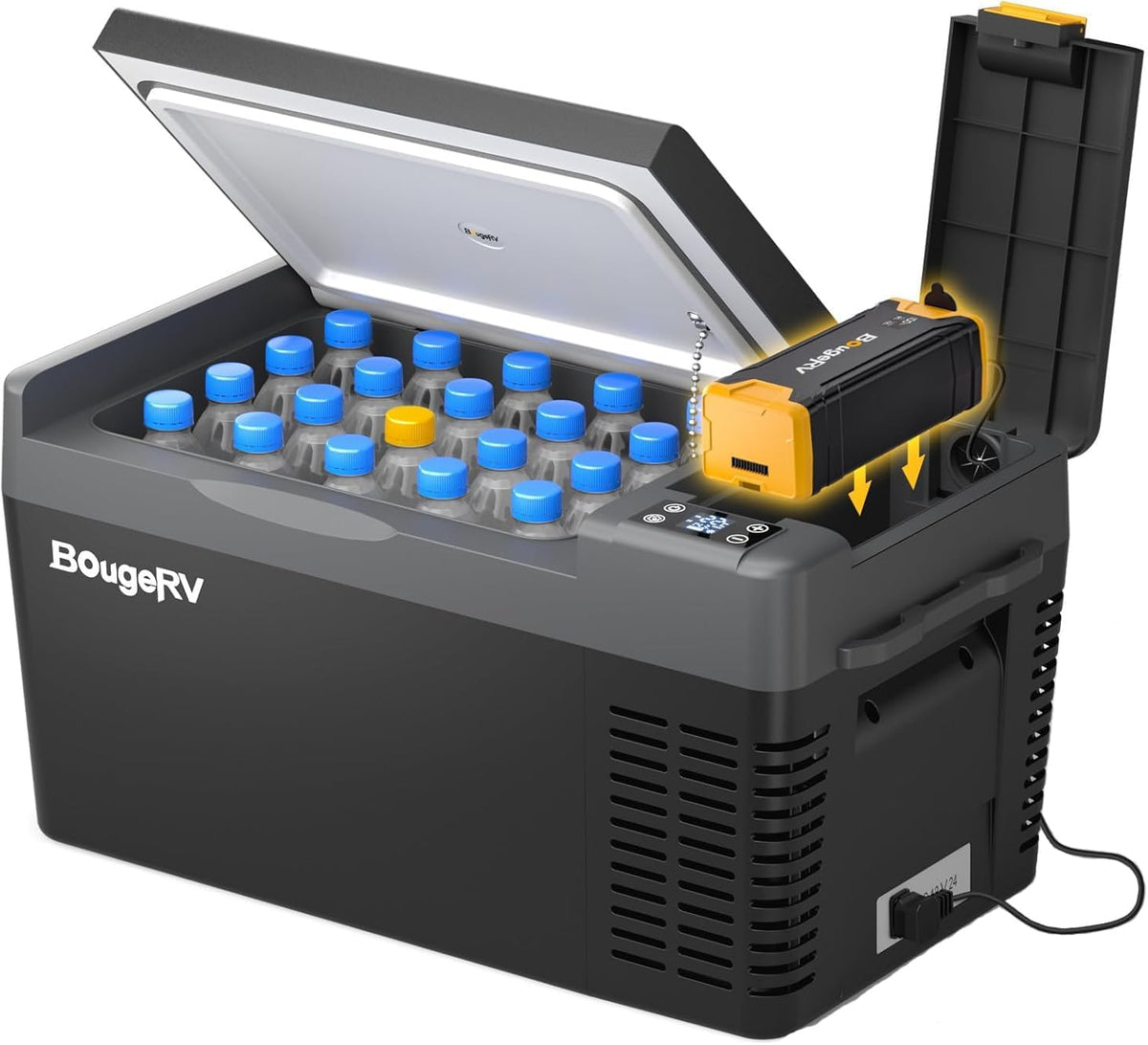 BougeRV Nevera portátil, CRPRO 20L Nevera Portátil de Compresor con Batería 266Wh (Actualización 2026), hasta 18h de autonomía, enfriamiento rápido en