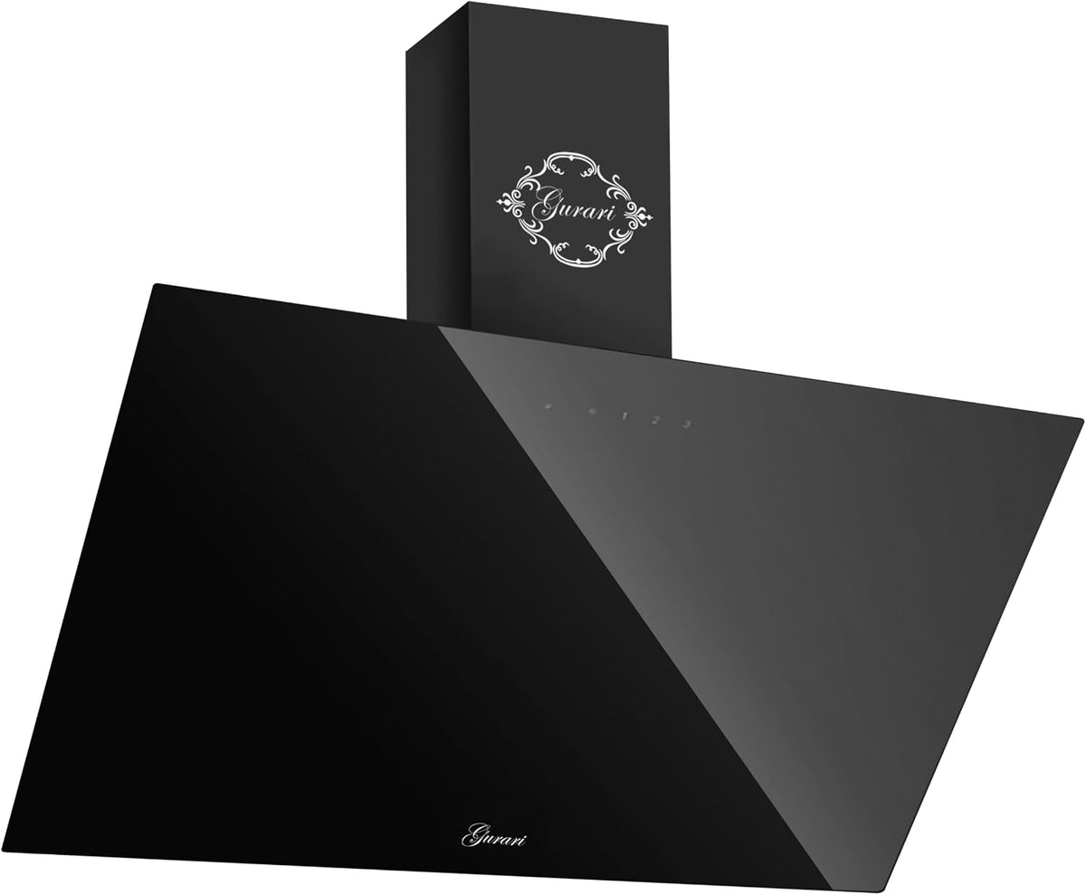 Campana extractora de 90 cm, 286 BL 9 Prime, color negro, cristal, campana extractora, eficiencia energética A, muy absorbente, 1000 m³/h, con mando a