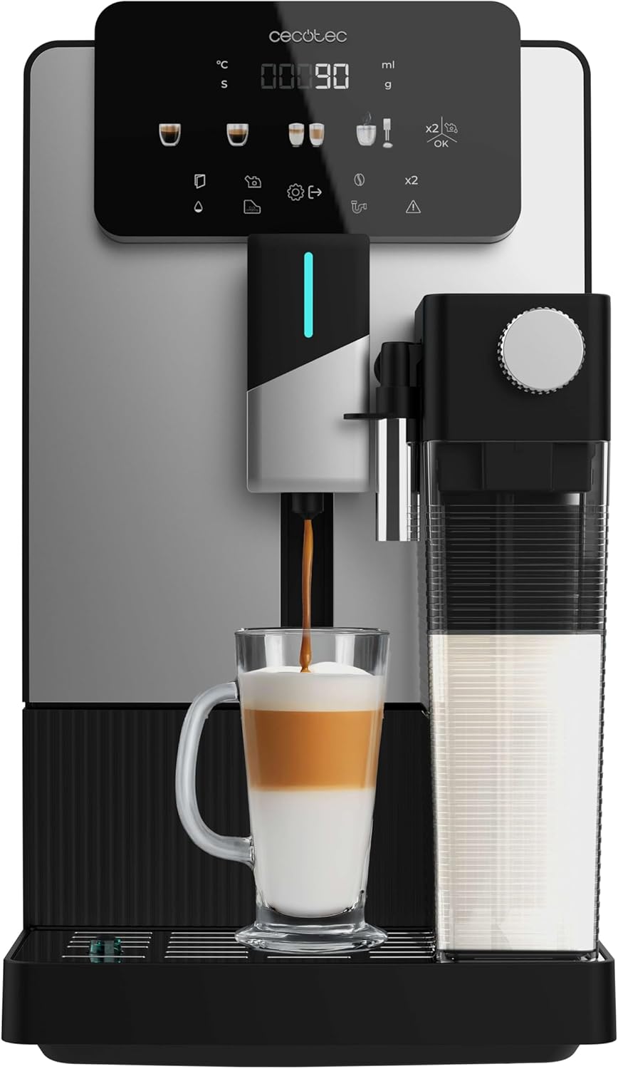 Cafetera automática de Cecotec, Cafetera Express Superautomática Cremmaet Latte Art. 1500W, 19Bares, Thermoblock, 6 Bebidas, Depósito Café 150g