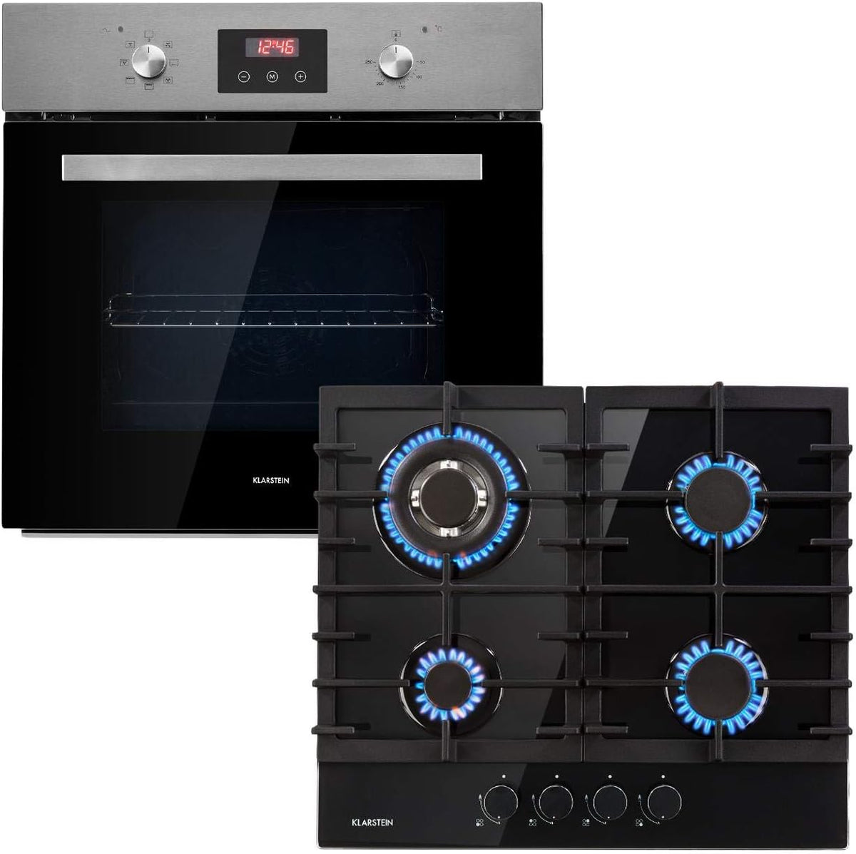 Horno de convección Kalahari Ignito lote de horno - Horno y fogones para encajar en la cocina, De gas y eléctrico, 4 fogones de gas, Horno de 68