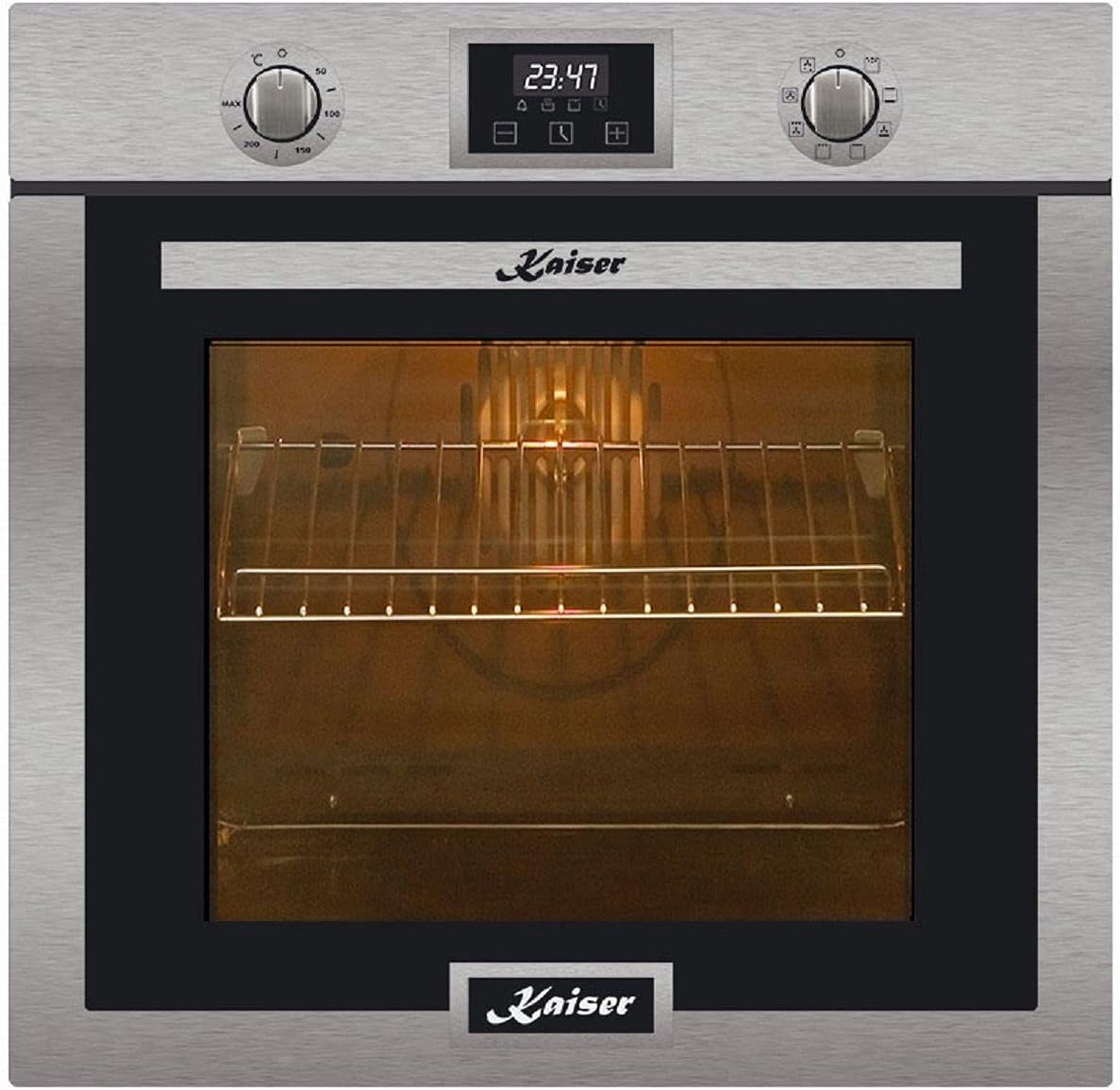 Kaiser Horno empotrable, 'EH 6323', autosuficiente, acero inoxidable, autolimpiante, husillo giratorio, horno eléctrico, 10 funciones, función pizza