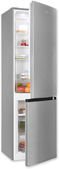Frigorífico combi Exquisit, ® Frigorífico Combi 253L, Inoxlook, Clase C, Tecnología No-Frost, Puerta Reversible, Cajón Verdulero, Estantes de Cristal