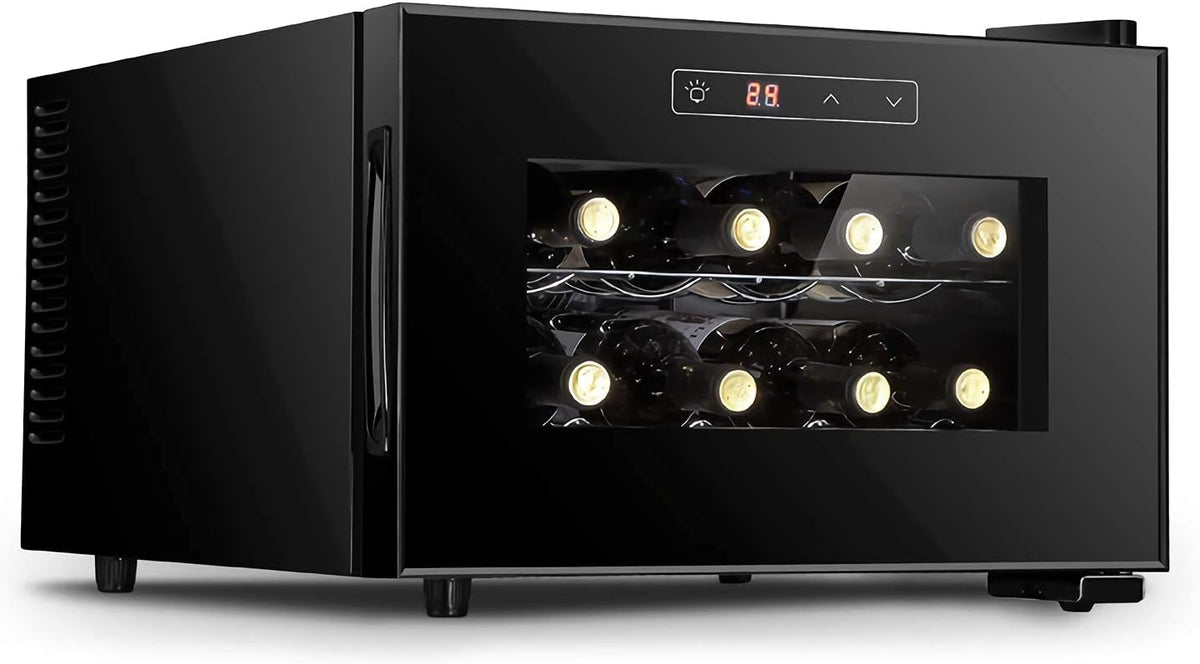 Vinoteca Nevera independiente para 8 botellas con control digital, puerta de cristal, Generic