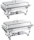 Calentadores de comida y de platos para bufé WENMILY, Chafing Dish Buffet Set 9L, 2PCS de Acero Inoxidable, Plateado