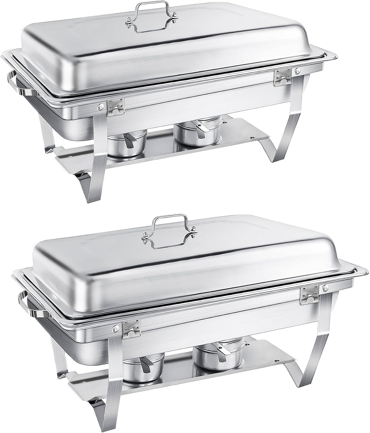 Calentadores de comida y de platos para bufé WENMILY, Chafing Dish Buffet Set 9L, 2PCS de Acero Inoxidable, Plateado