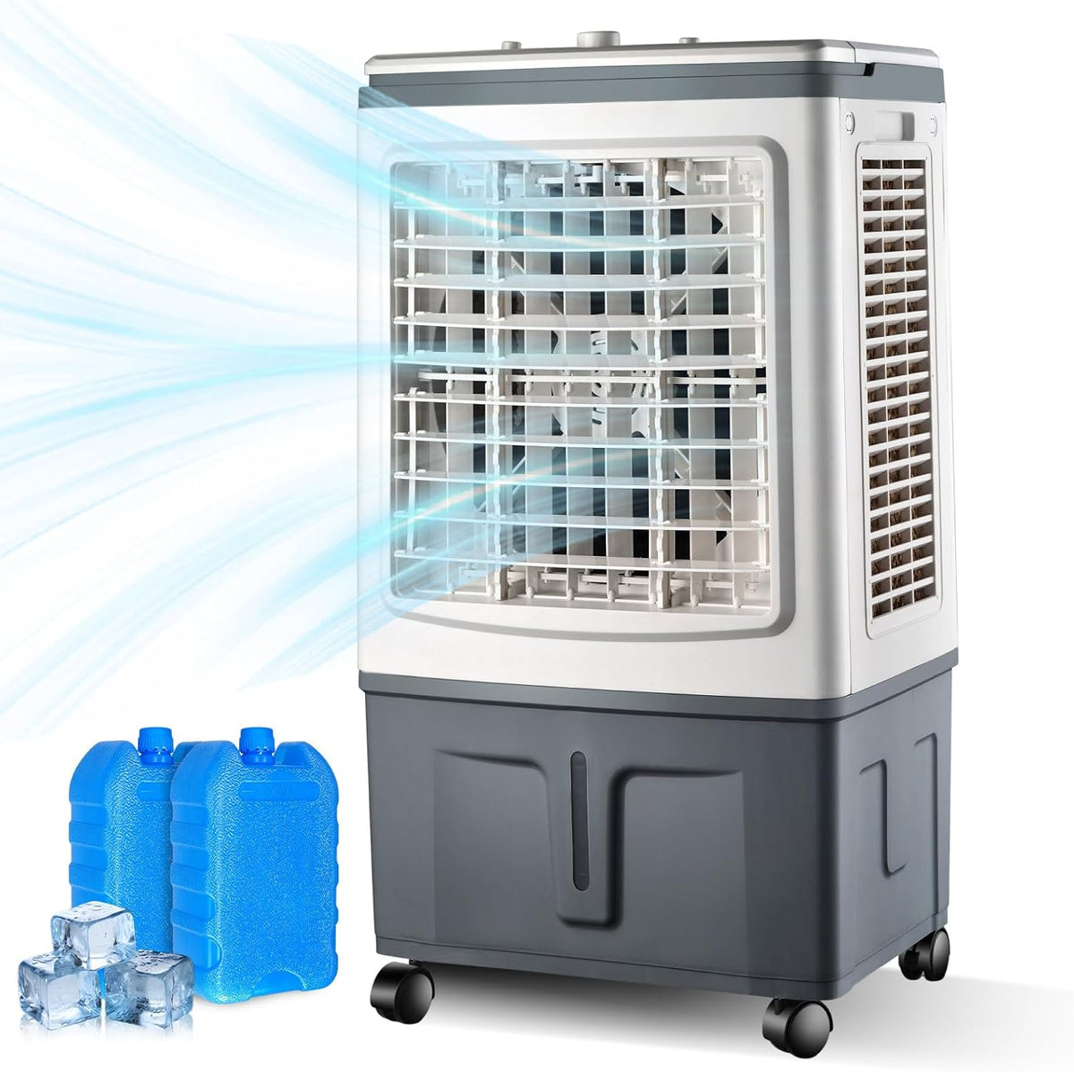 Generic Aire acondicionado portátil, Climatización Natural 30L Espacios Grandes, 3000 m³/h Ventilador de Agua, Botones, 7.5H, 120°