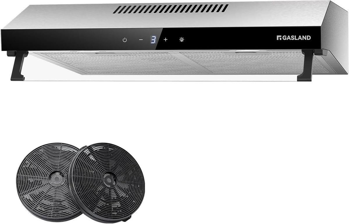 GASLAND UC60SS Campana extractora, Campana extractora con doble motor, diseño moderno de 60 cm, recirculación de aire, silenciosa, 333 m³/h, 3 niveles