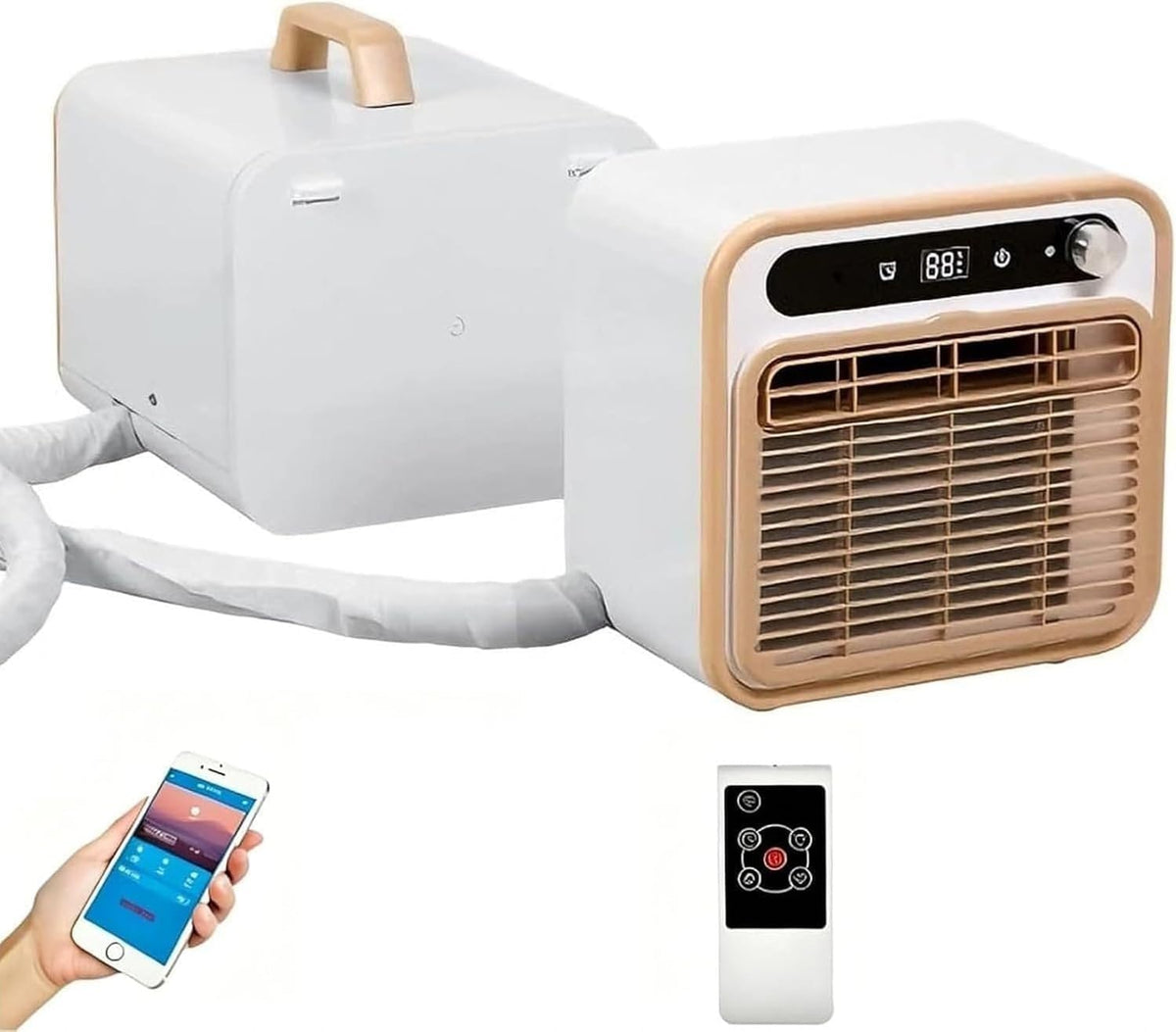 Aire acondicionado portátil Portátil 5000 BTU Silencioso, Split Sin Instalación con Wi-Fi y Mando, Ideal para Hogar u Oficina, Colocación Flexible