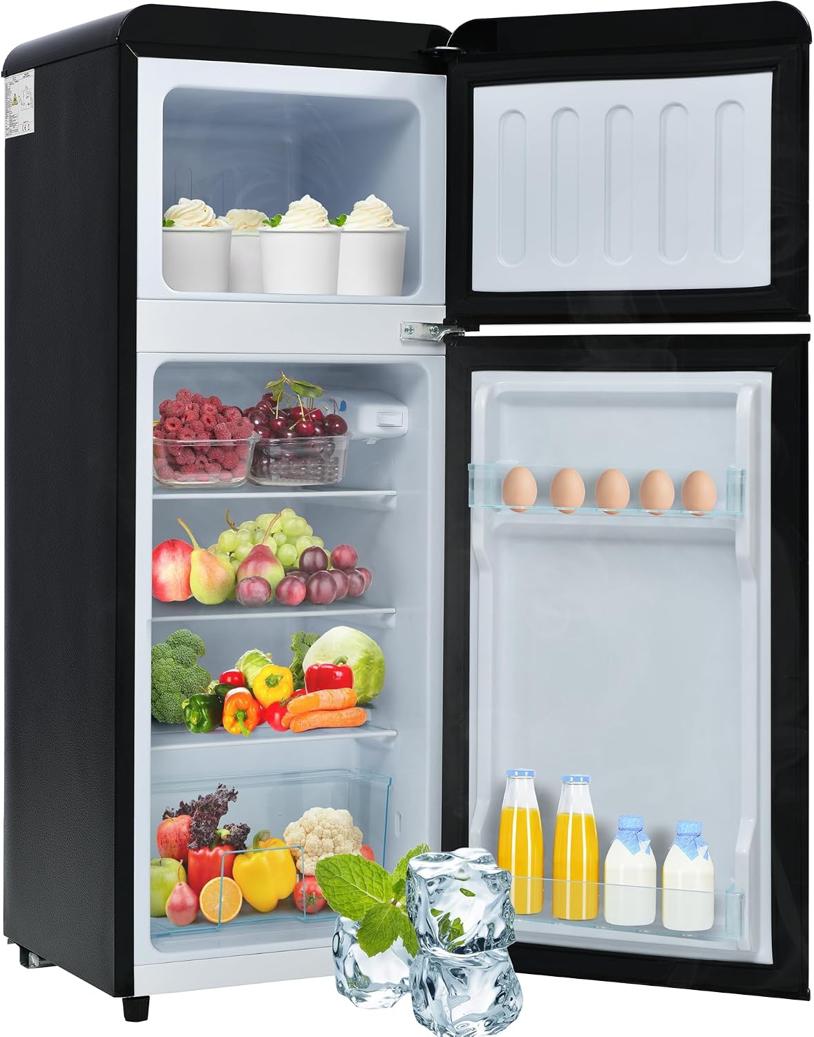 Mini frigorífico Oslghy, Frigorífico Mini 92L, Frigorifico Pequeño con Congelador (28L+64L), Frigorifico Combi con LED, 105, 5x41x45, 5 cm Frigorífico