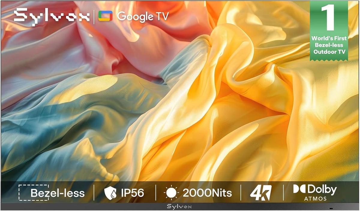 SYLVOX Smart TV, TV Exterior 43', 4K UHD HDR, 2000 Nits, Sin Marcos Google TV