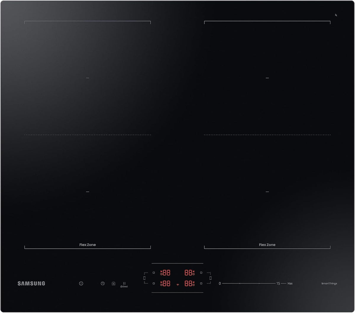 Placa de cocina Samsung, NZ64B5066FK/U1 - Placa inducción flexible 4 zonas de cocción, Slim Fit