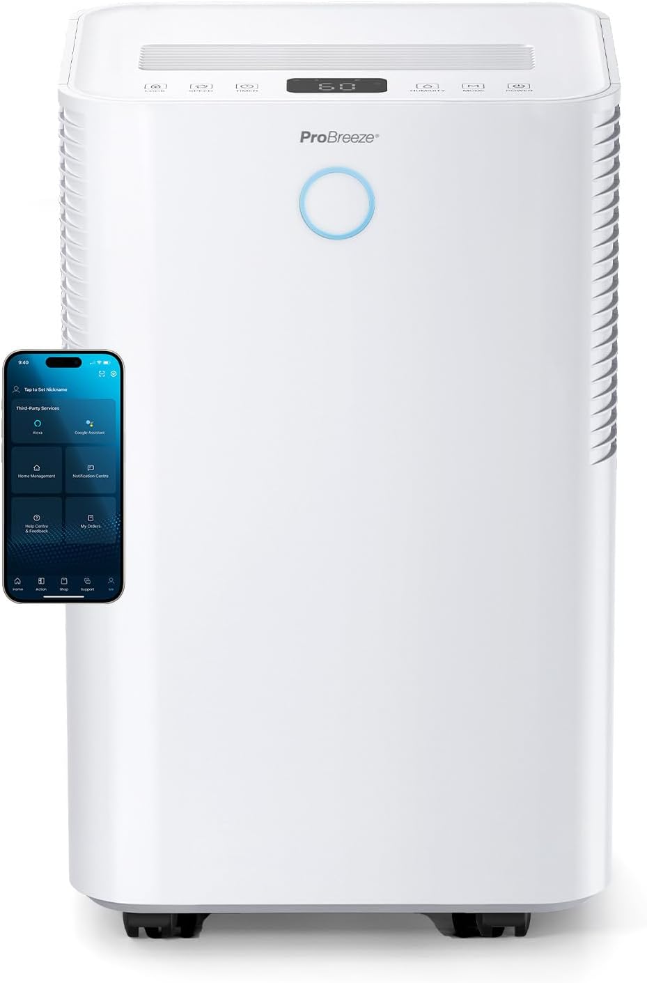 Pro Breeze Deshumidificador, OmniDry Deshumidificador 20L/Día hasta 30 M², WiFI, Depósito 4L, Secado de Ropa, Sensor de Humedad, Temporizador 24H