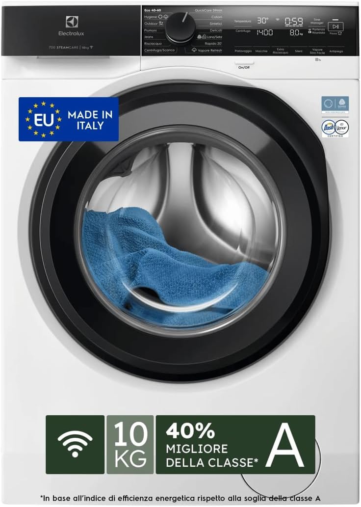 Lavadora EW7F410Y SteamCare 700 lavadora carga frontal capacidad nominal del programa Eco 40°-60° 10 kg de ciclo de centrifugado Clase de eficiencia