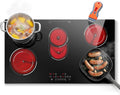 SNDOAS Placa de cocina, Placa Vitroceramica 5 Fuegos 90cm, 8400W, Ovalada y Doble Anillo