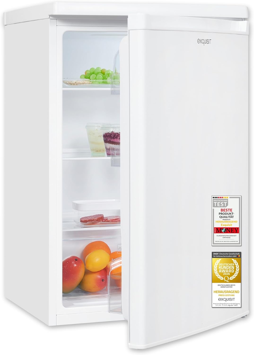 KS516-V-040E de Exquisit, frigorífico combi, Frigorífico para habitaciones completas, 127 l de capacidad, clase energética E, 39 dB(A), diseño