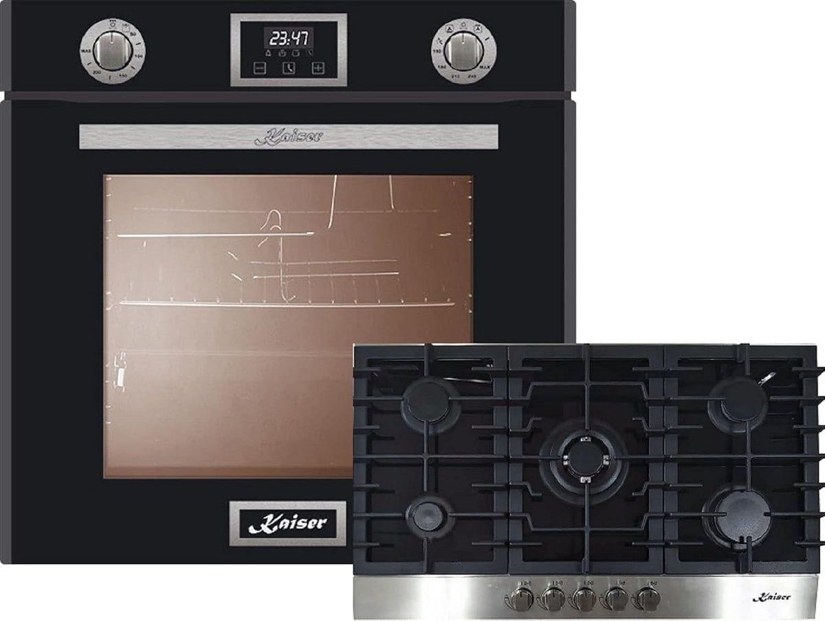 Kaiser Horno empotrable, Juego de horno EG 6374 SP + KCG 9386, horno de gas empotrable autárcico, 79L+placa de gas empotrable Cocina