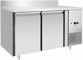 Frigorífico combi Mesa refrigerada GCC2100BS, 215 L, refrigeración por aire, 250 W, descongelación automática, con cerradura y cajones frigoríficos
