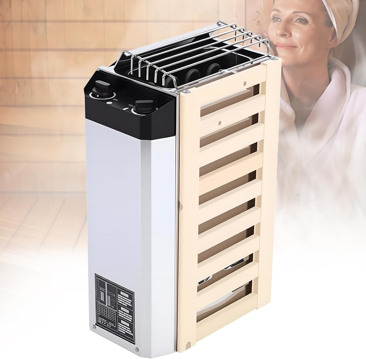 Sauna Zertylre, Estufa de sauna eléctrica de 3, 6 kW, 220 V, control de temperatura interna, madera compuesta de acero inoxidable, control de