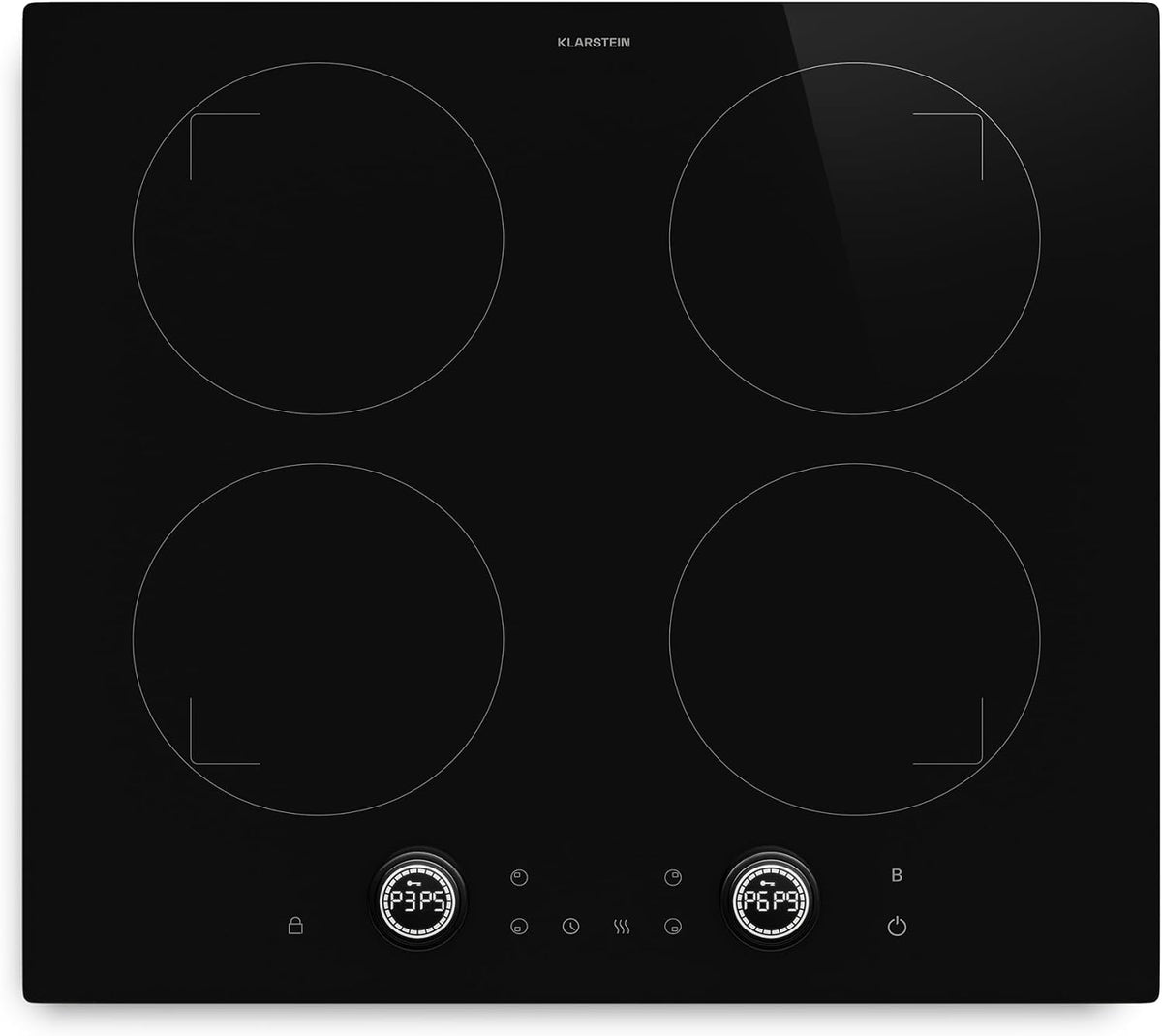 KLARSTEIN Placa de cocina, inducción, Neotouch, Placa de inducción de 4 zonas, 7200 W de potencia extra, control táctil y con mandos, bloqueo para
