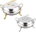 Adima Calentadores de comida y de platos para bufé, Plato De Frotamiento Juego De 2, Acero Inoxidable Redondo Buffet Chafer Para Catering Fiesta Boda