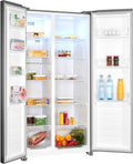 Exquisit Frigorífico combi, ® Frigorífico Side-by-Side 442L Inoxlook No Frost Clase E Digital