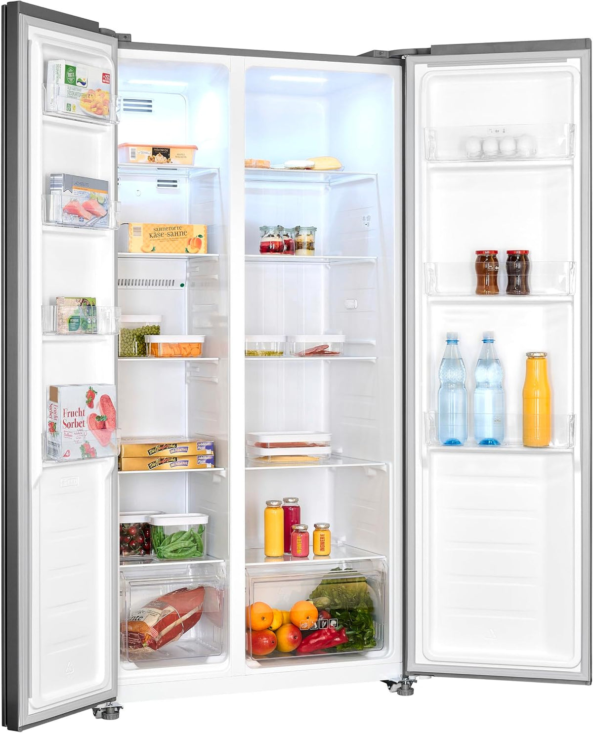 Exquisit Frigorífico combi, ® Frigorífico Side-by-Side 442L Inoxlook No Frost Clase E Digital