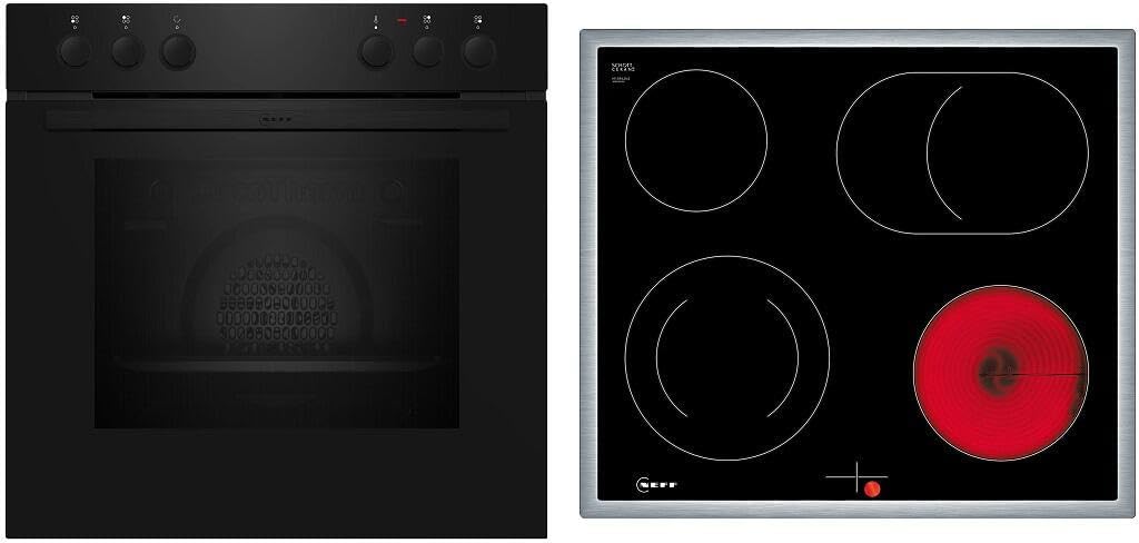 Neff Cocina independiente, EX1B0 Juego de cocina, compuesto por estufa E1DCA0AK3, 60 x 60 cm, CircoTherm y M16SRF0L0 placa eléctrica, zona de asado