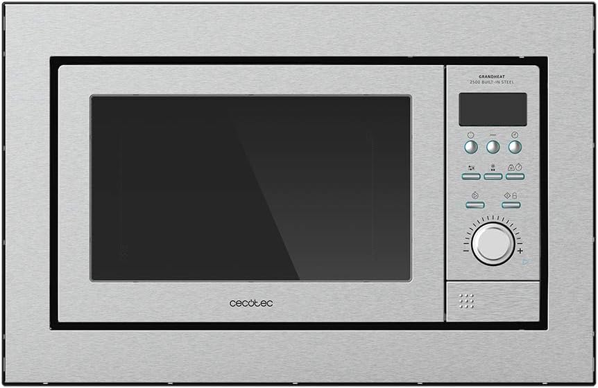 Microondas sencillo Microondas encastrable Digital GrandHeat 2500 Built-In Steel. 900W, Integrable, 25 Litros, Grill, 10 funciones preconfiguradas