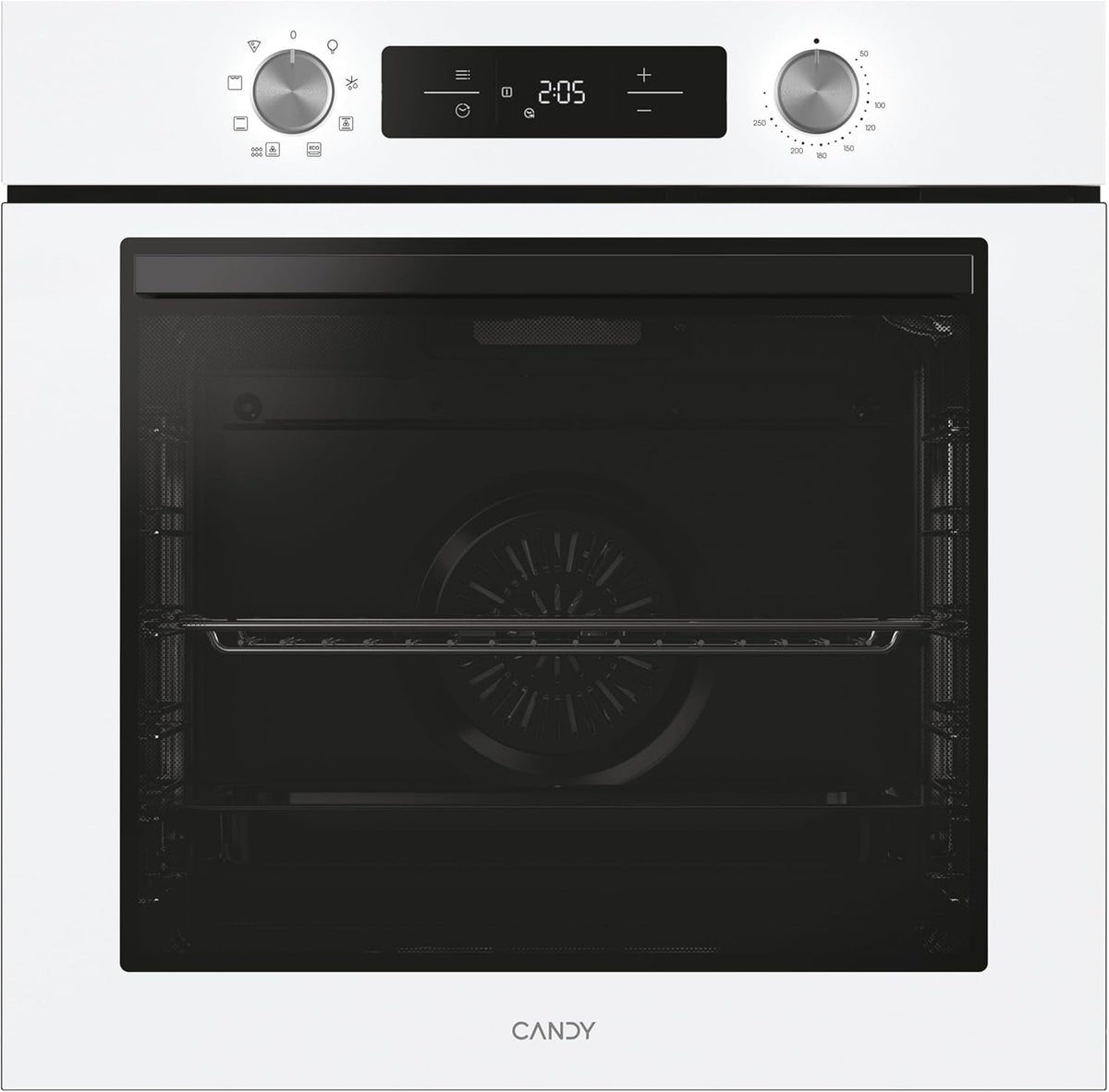 CANDY N3T1HTW Horno empotrable, Bake 600 CA6 Horno Multifunción, 78L, Recetas a través de app hOn, 1 Bandeja y 1 Rejilla, Limpieza Hidrolítica