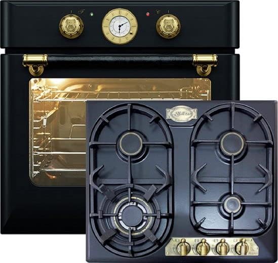 Kaiser Horno empotrable, Autark - Horno empotrable EH 6432 BE + KG 6325 EM, estilo retro, eléctrico, pincho giratorio, 10 funciones + placa de cocina