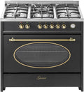 Gurari Placa de cocina, Cocina de gas GURARI GCH E 914 BL r, retro, eléctrico, 90 cm, 121 l, 8 funciones, aire caliente, grill, 5 quemadores, 4 kW