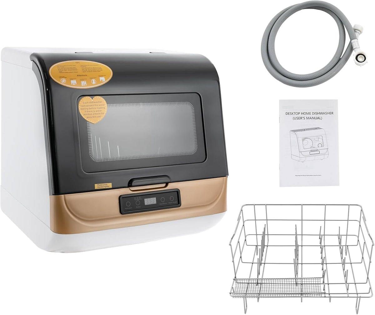 DHQCQL Lavavajillas de encimera, Mini lavavajillas, 800 W, IPX1, lavavajillas de mesa con 3 programas de lavado, pequeño, para oficina, camping