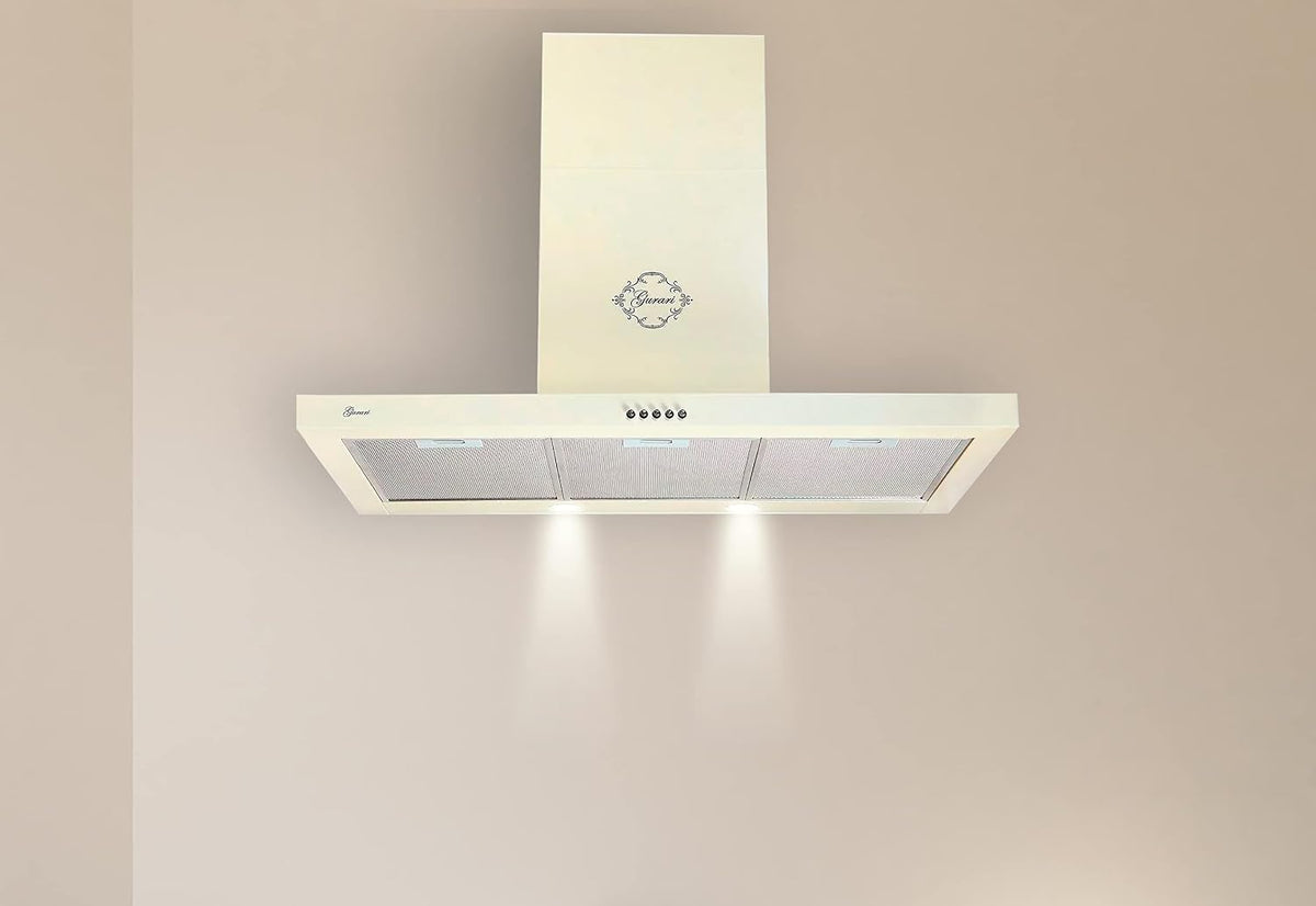 Campana extractora Gurari, GCH F 461 BG 9 N, 90 cm, color crema, 1000 m³/h, 3 niveles, campana extractora