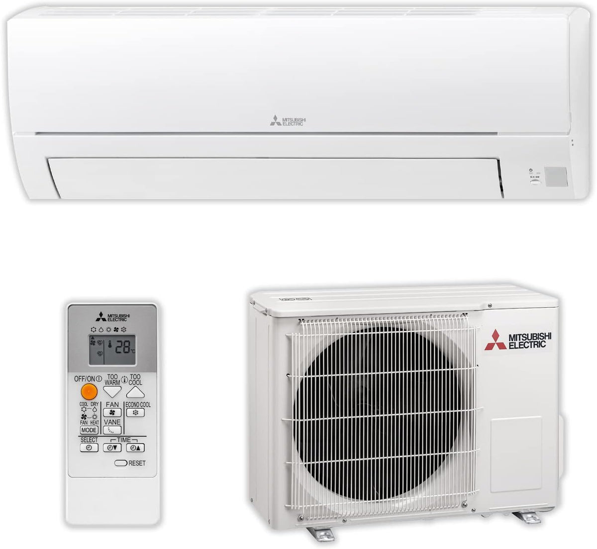 Mitsubishi MSZ-HR25VF Aire acondicionado split, fijo Mitsubishi Electric, 1 unidad interior + 1 unidad exterior, caliente y frío, mando a distancia