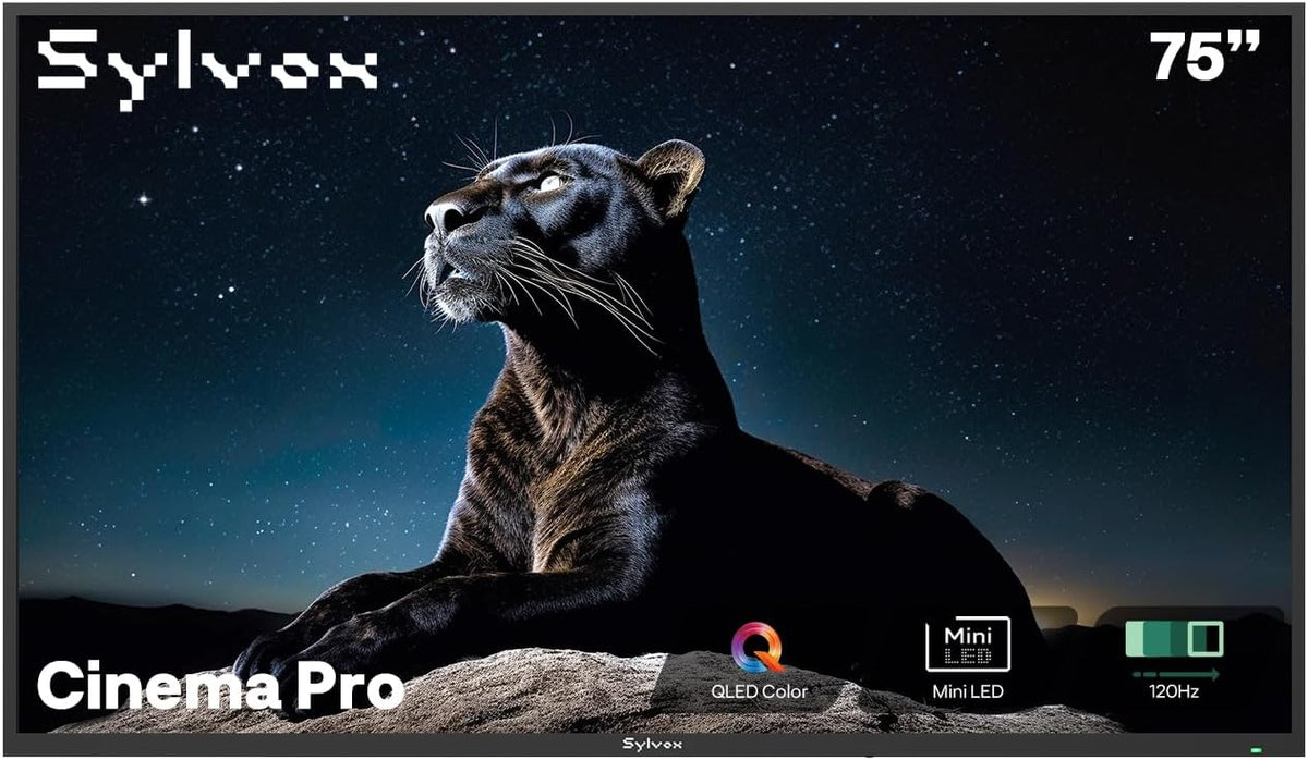 Televisor 75' TV para Exteriores, Mini LED QLED 4K UHD 120Hz, 3500nits Resistente al Agua IP55, Google TV con Dolby Atmos, HDMI 2.1, Ideal para Jardín