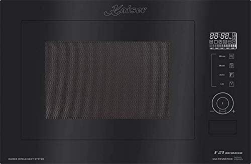 Microondas con grill EM 2510 - Horno de microondas multifunción empotrable, vidrio negro, 25L, aire caliente parrilla, 21 funciones, horno de