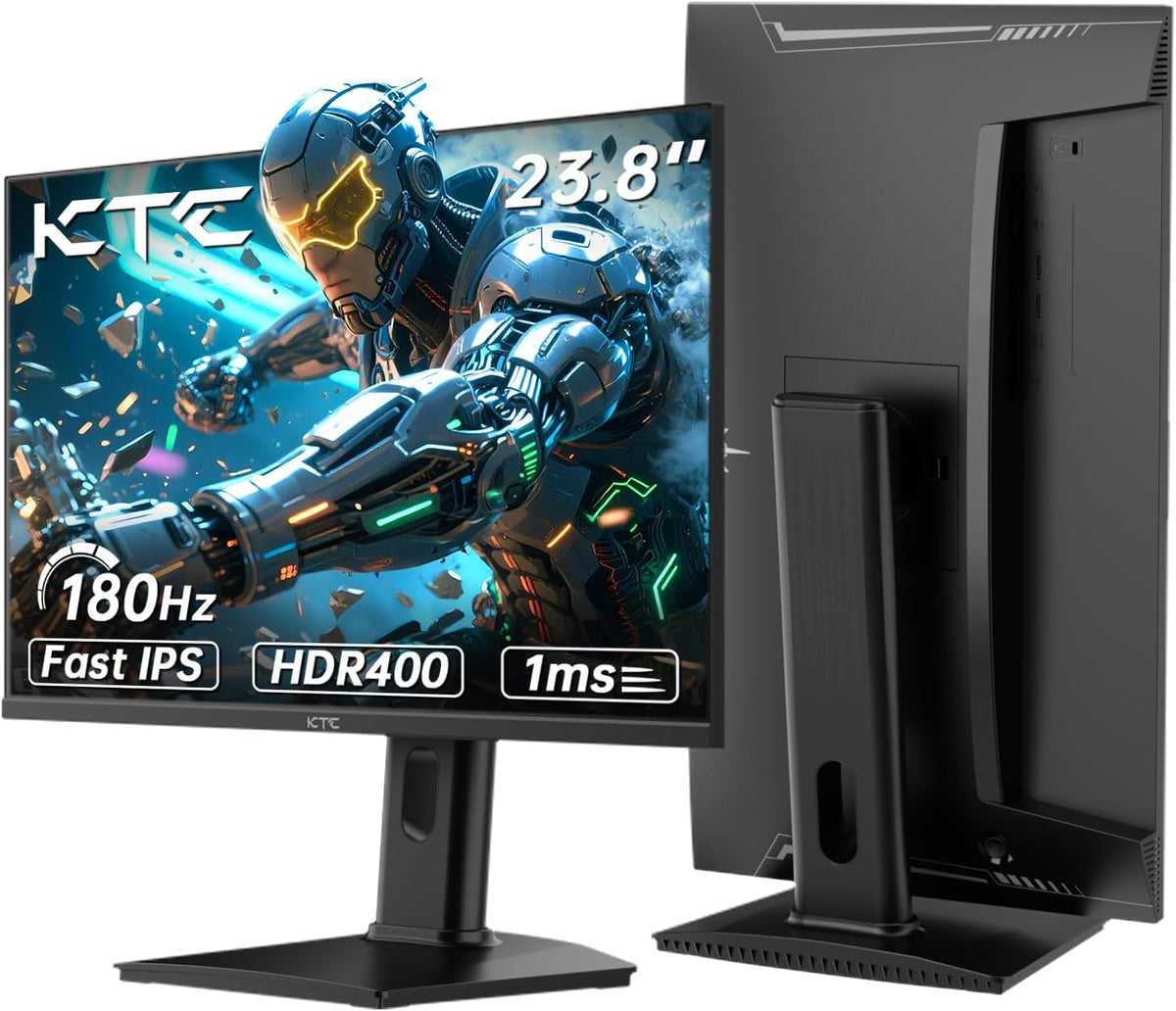 Monitor KTC, Gaming 24 Pulgadas QHD 2K 2560×1440, 180Hz (OC 185Hz), Panel Fast IPS, 1ms, HDR400, Adaptive Sync, 99% DCI-P3, Soporte Ergonómico