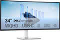 Dell S3425DW Monitor, 34 Plus USB-C Monitor -, WQHD (3440x1440), 21:9 Curvo, 120Hz, VA, 1ms, AMD FreeSync Premium, HDR10, Ajuste de Altura, Altavoces
