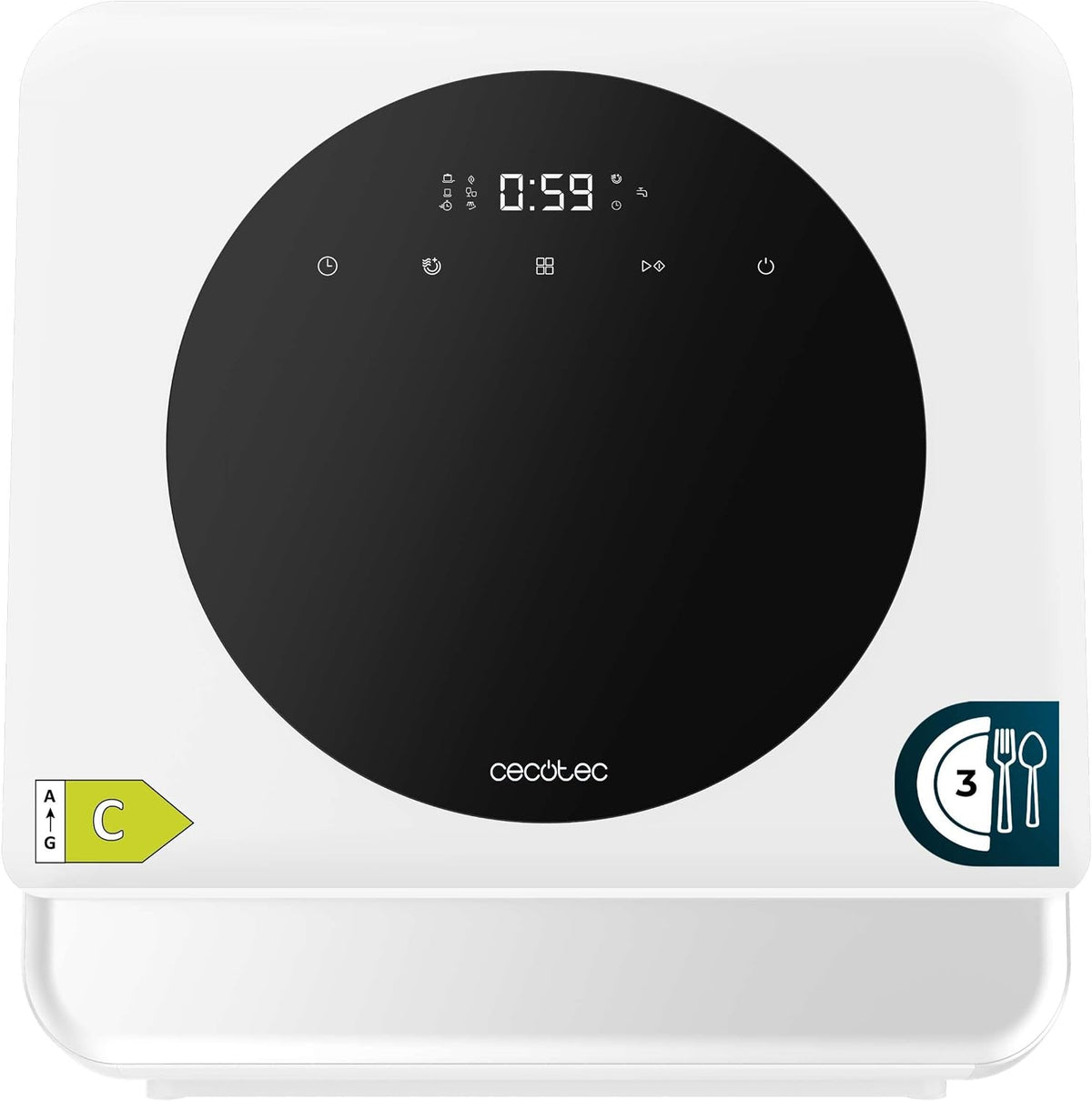 Cecotec Lavavajillas compacto, Libre Instalación Sobremesa Bolero Aguazero 1100. 3 Cubiertos, Bajo Consumo, 6 Programas, Touch Control Panel