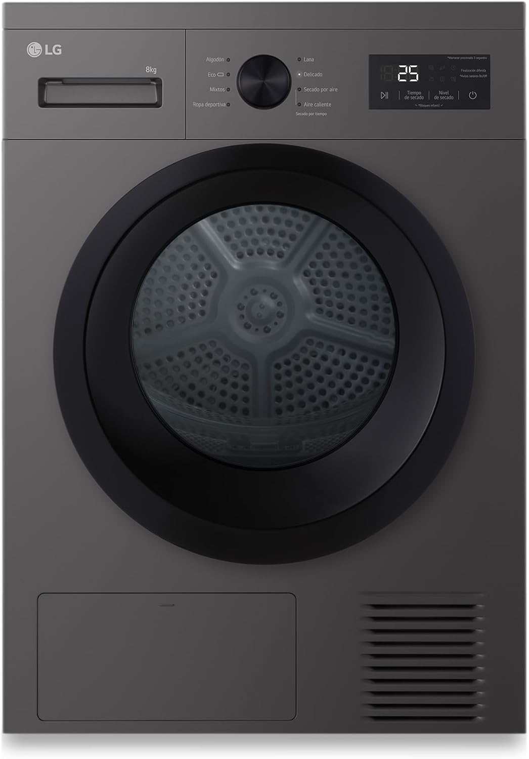LG Secadora con bomba de calor, RHA1008NDK - Secadora de Ropa 8kg, Bomba de Calor y Carga Frontal, D, Secadora LG Serie 100, 65 dB, Secado por Bomba