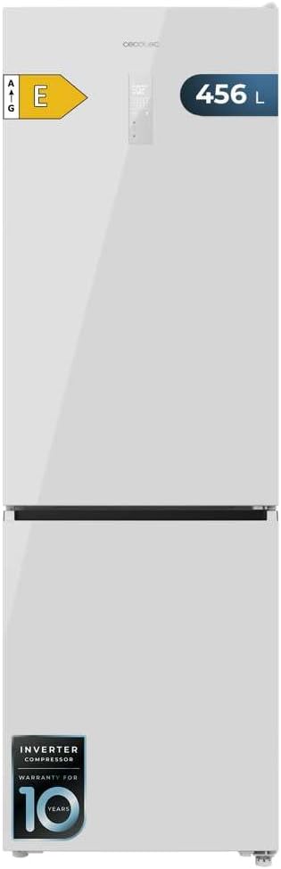 Cecotec Frigorífico combi, 456L Total No Frost Bolero CoolMarket Combi 456 White Glass E. Altura 201cm y 59, 5cm Ancho, MAX INSIDE con VIP Tech