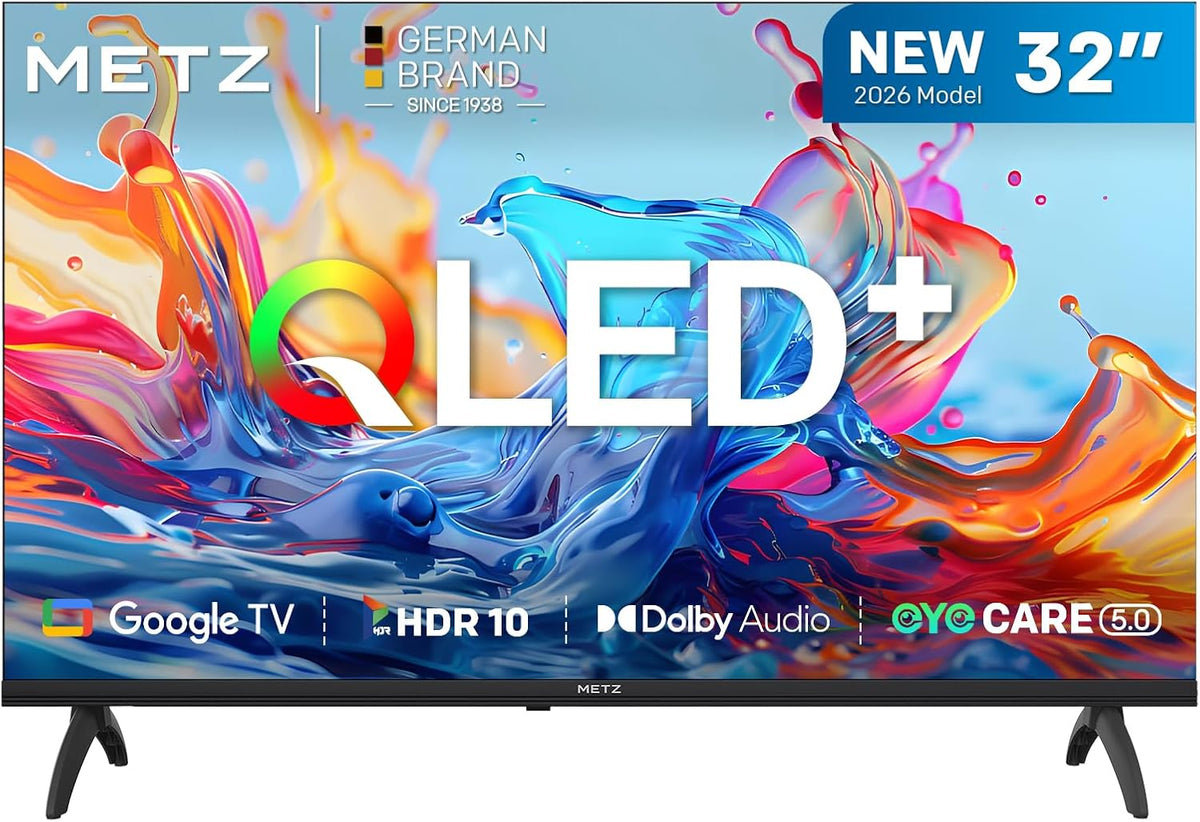Smart TV Metz, TV 32 Pulgadas Smart TV, Televisor 32' QLED, HDR10, Dolby Audio, Chromecast Integrado, WiFi, Bluetooth 5.1, HDMI 2.1, DVB-T2/S2/C, Ci+