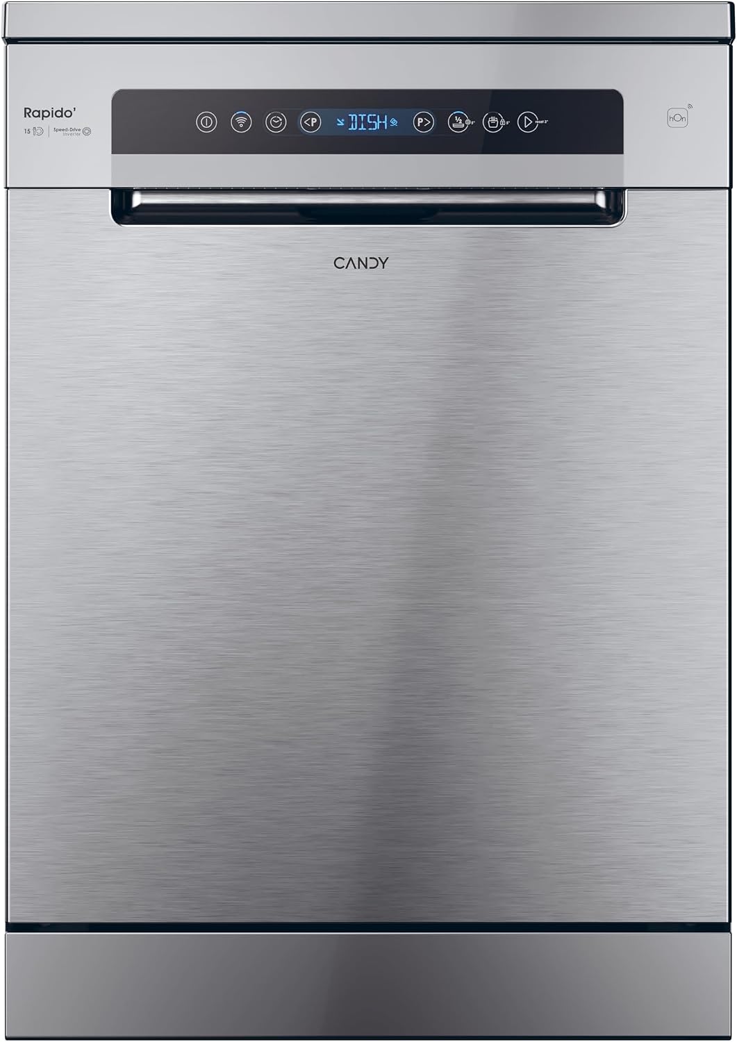 CANDY 5C7F1X Lavavajillas, Rápido CF, Lavavajillas 60 cm, 15 Servicios, Digital, WIFI, 8 Programas, Motor Inverter, Inicio Diferido 1-23H, Indicador