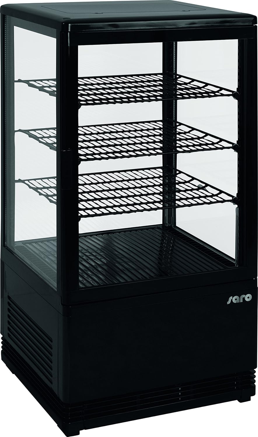 Neveras de exposición 330-10051 - Mini vitrina de refrigeración por recirculación (plástico, SC 70, 70 L), color negro, SARO