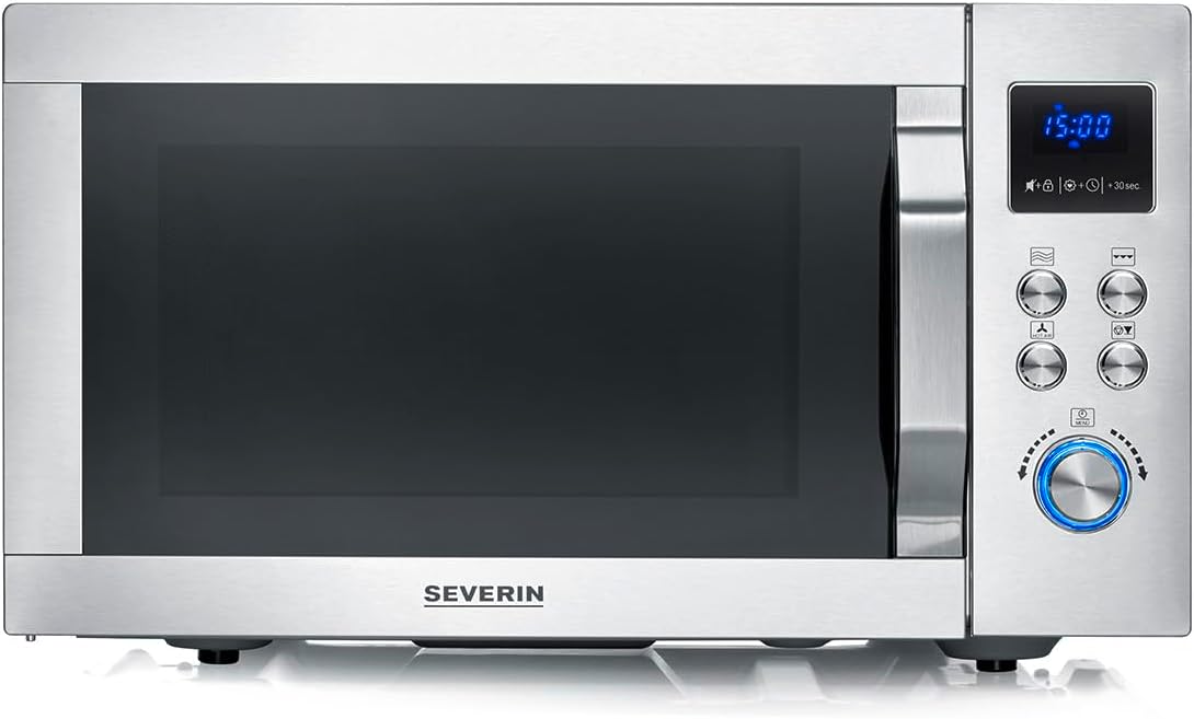 Microondas de convección combinada de Severin, Microondas con grill y convección, función de freidora de aire, 4 en 1 para descongelar, cocinar y