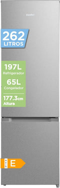 Comfee Frigorífico combi, ' 262L Nevera, Frigorifico Combinado, Low Frost, Acero Inoxidable