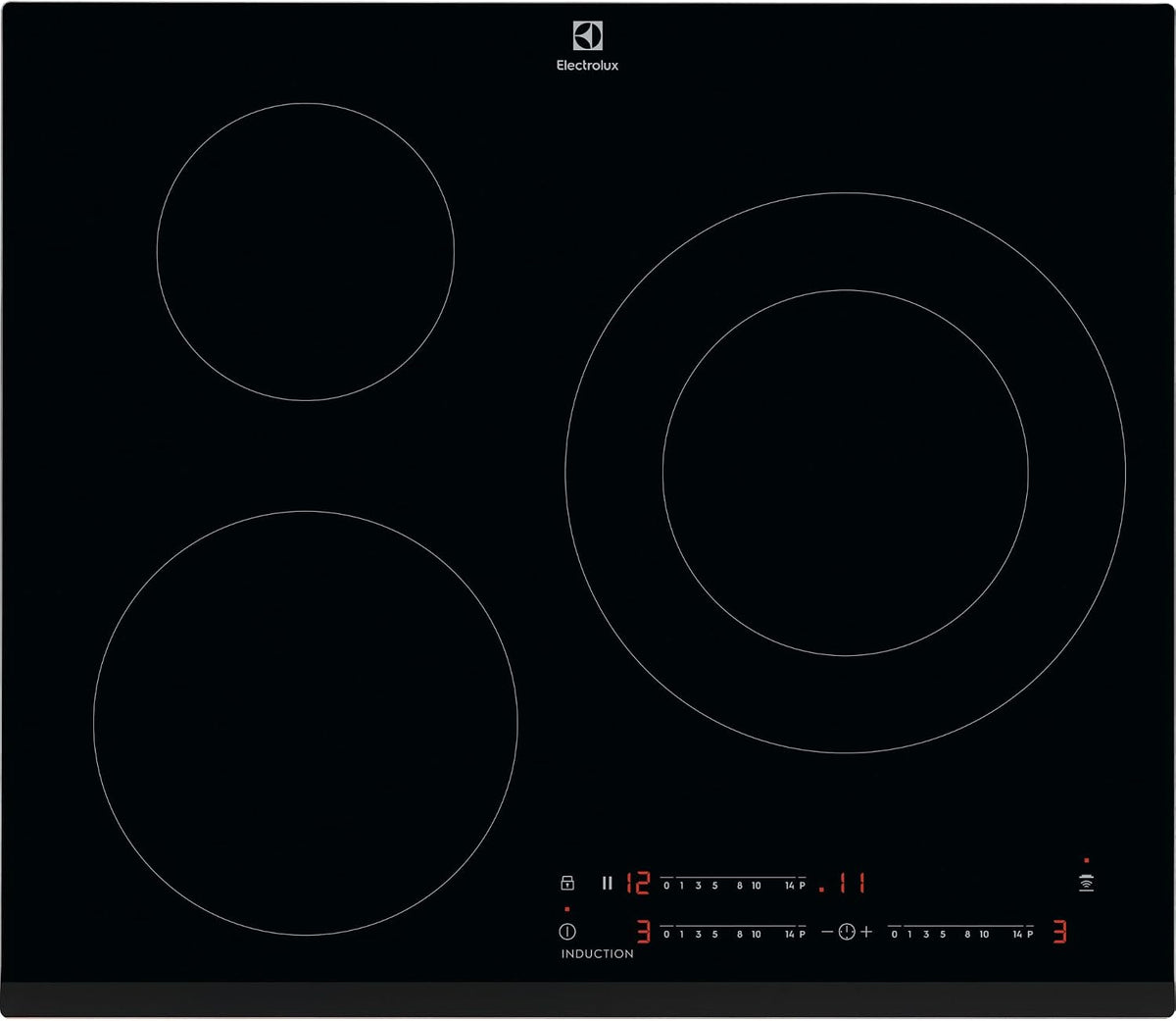 Electrolux EIT60342 Placa de cocina, Placa de Inducción, Serie 300, 60 cm, 3 Zonas de Cocción, Sistema Hob2Hood, Función Pausa, 3 Niveles de