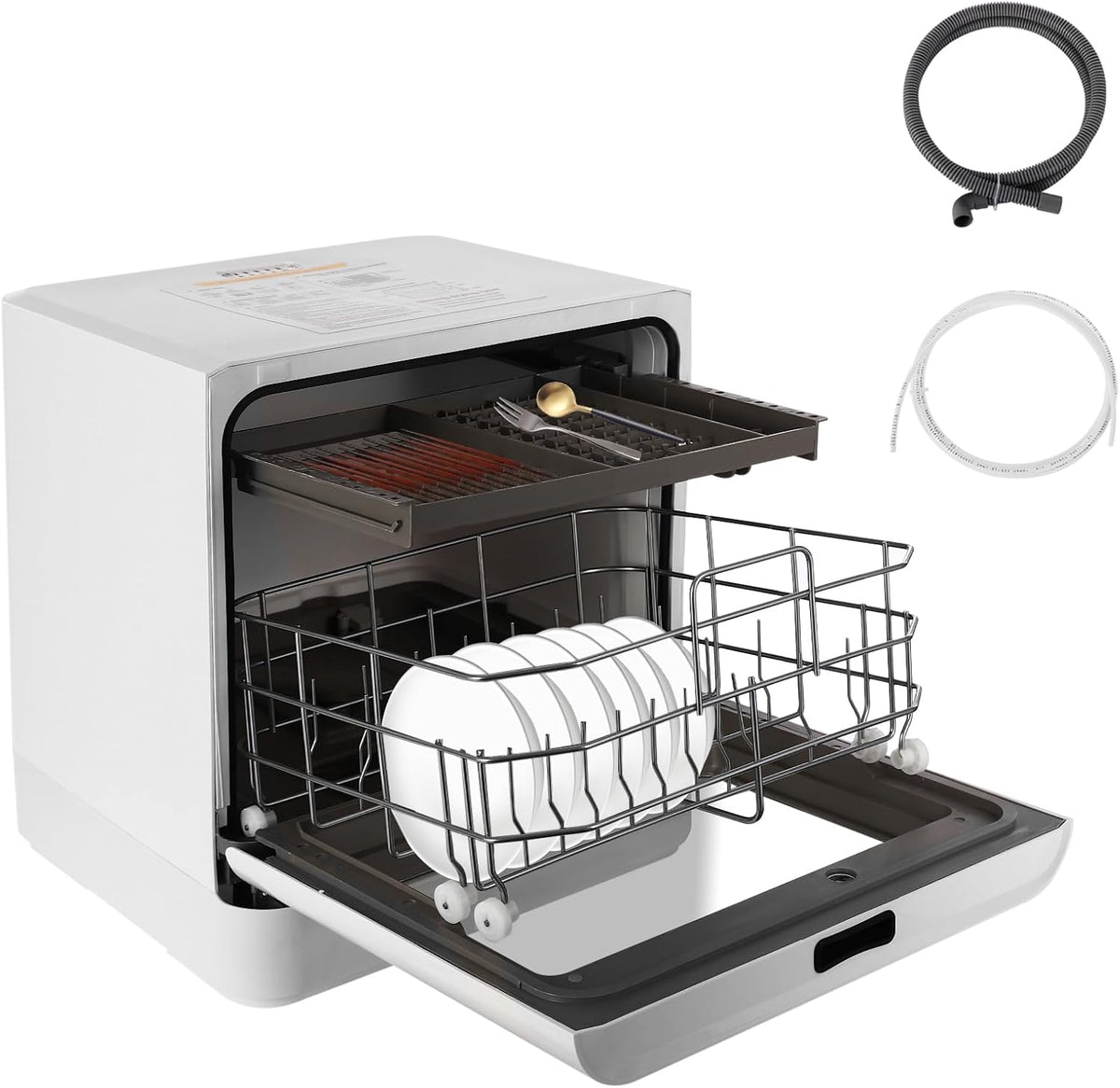 Lavavajillas compacto DHQCQL, Lavavajillas de mesa, máquina de lavar platos de 800W con pantalla LED, lavavajillas de sobremesa con 4 programas de
